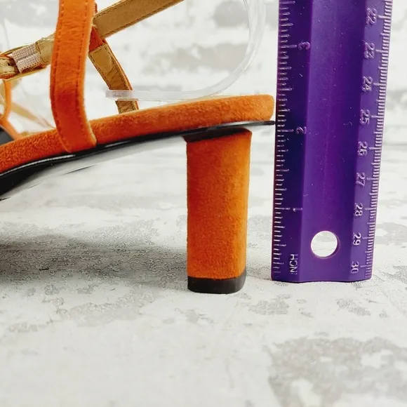 NEW Frame Le Braxton Orange Suede Strappy Sandals D986