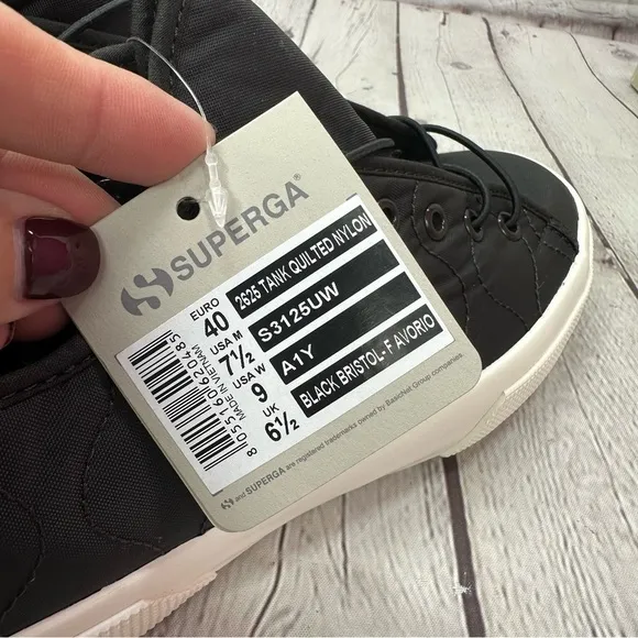 new in box Superga 2625 Tank Quilted Nylon black platform Sneakers sz 9