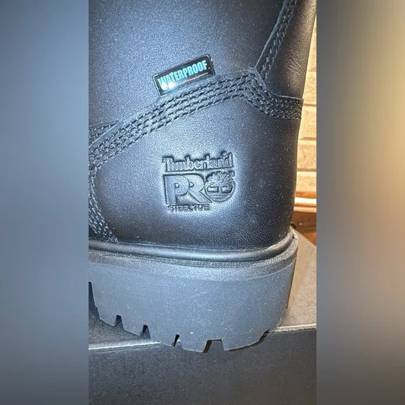 NEW IN BOX Timberland PRO Black Leather Safety Boots