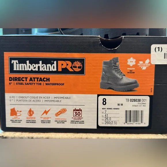 NEW IN BOX Timberland PRO Black Leather Safety Boots