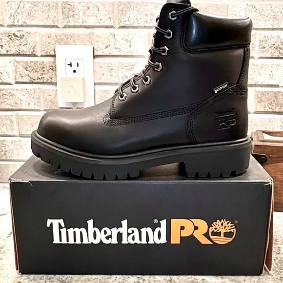 NEW IN BOX Timberland PRO Black Leather Safety Boots