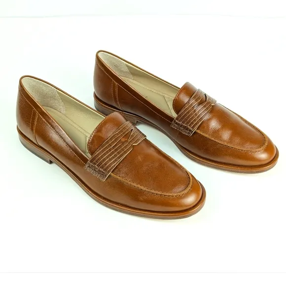 NEW J.Mclaughlin Concetta Leather Loafers Toasted Nutmeg Brown Size 8