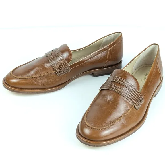 NEW J.Mclaughlin Concetta Leather Loafers Toasted Nutmeg Brown Size 8