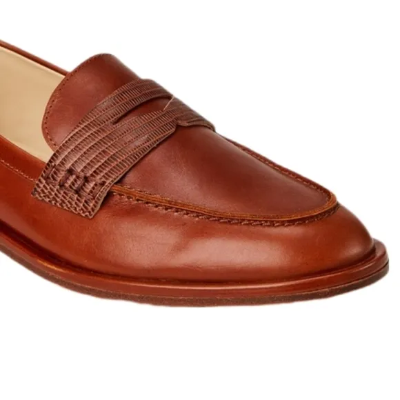 NEW J.Mclaughlin Concetta Leather Loafers Toasted Nutmeg Brown Size 8