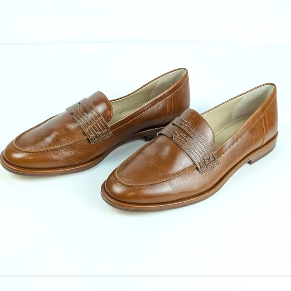 NEW J.Mclaughlin Concetta Leather Loafers Toasted Nutmeg Brown Size 8