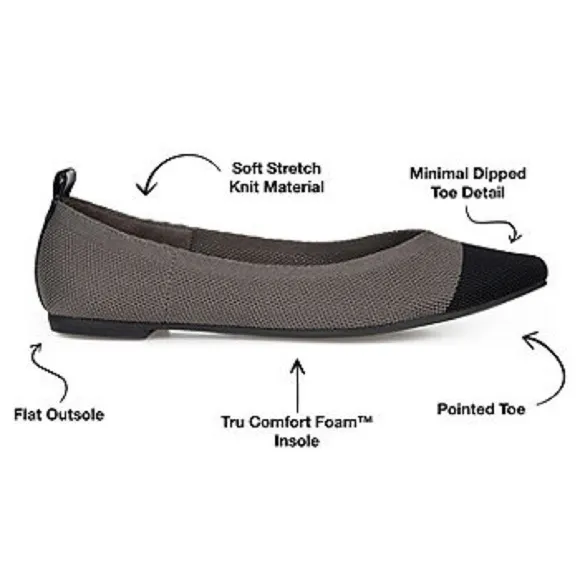 NEW Journee Collection Womens Veata Ballet Flats Gray / Black 8.5