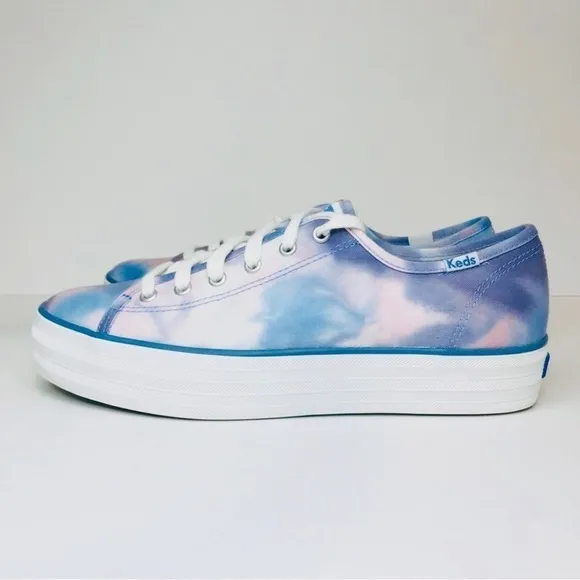 New! Keds Triple Kick Platform Tie Dye Chunky Heel Organic Cotton Sneakers