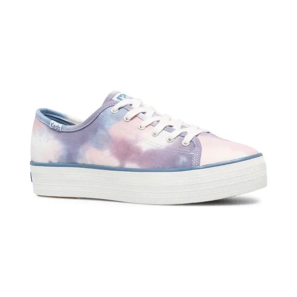 New! Keds Triple Kick Platform Tie Dye Chunky Heel Organic Cotton Sneakers
