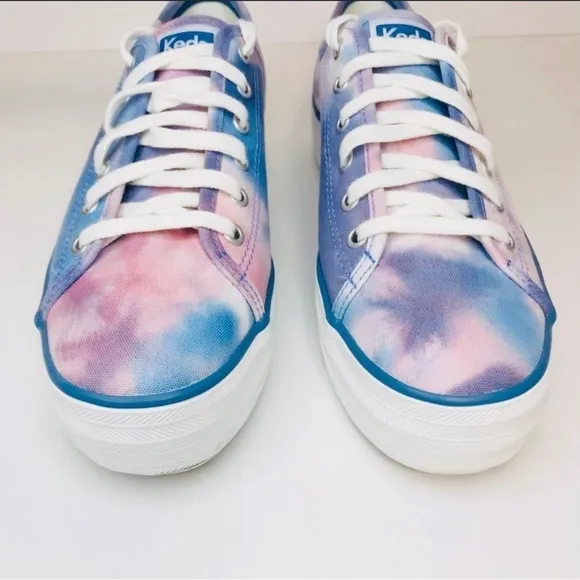 New! Keds Triple Kick Platform Tie Dye Chunky Heel Organic Cotton Sneakers