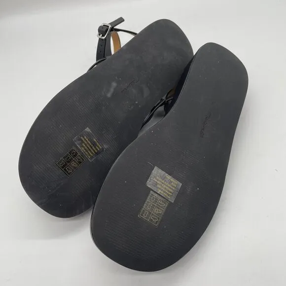 New Madewell The Sabina Flatform Sandal Sz 7 True Black Leather $118 NP287