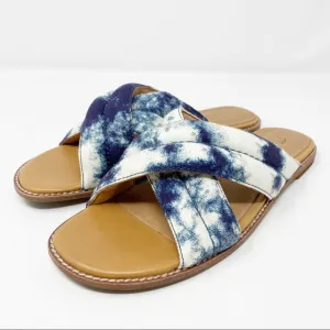 NEW Madewell The Skyler Slide Sandals Blue Tie-Dye