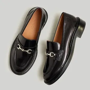 New MADEWELL The Vernon Bit Hardware Loafer in True Black Leather $158 NN868