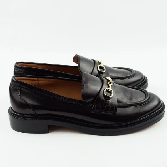 New MADEWELL The Vernon Bit Hardware Loafer in True Black Leather $158 NN868