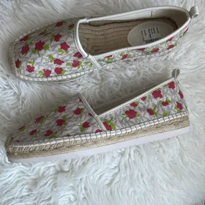 NEW Michael Kors Logo Floral Lenny Slip On Espadrilles