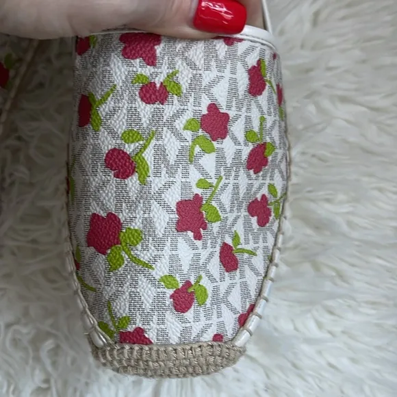 NEW Michael Kors Logo Floral Lenny Slip On Espadrilles
