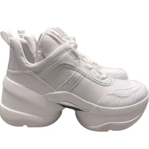 NEW Michael Kors Women's Olympia Trainer Sneaker High- Top Platform White Size 6
