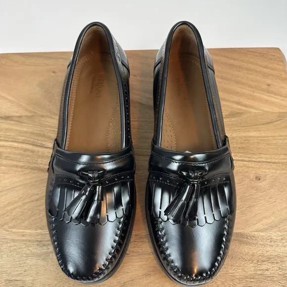New NIB Mens Weejuns Bass Jeremy Black Leather Dress Shoes Loafers Size 9.5 W