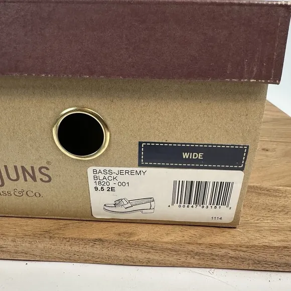 New NIB Mens Weejuns Bass Jeremy Black Leather Dress Shoes Loafers Size 9.5 W