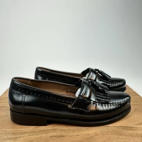 New NIB Mens Weejuns Bass Jeremy Black Leather Dress Shoes Loafers Size 9.5 W