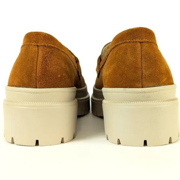 NEW Portland Leather Patina Zoe Slip On Suede Penny Loafers Fawn Brown Size 10.5