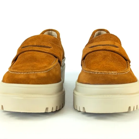 NEW Portland Leather Patina Zoe Slip On Suede Penny Loafers Fawn Brown Size 10.5