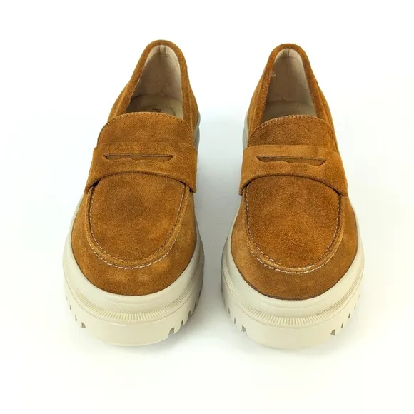 NEW Portland Leather Patina Zoe Slip On Suede Penny Loafers Fawn Brown Size 10.5
