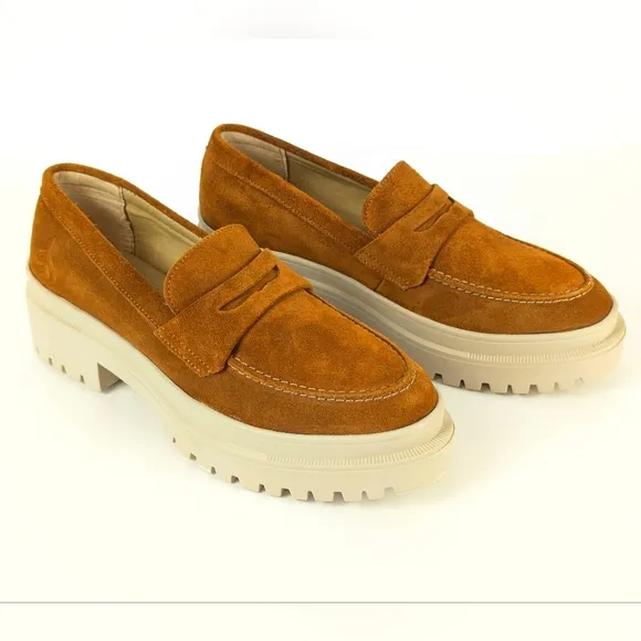 NEW Portland Leather Patina Zoe Slip On Suede Penny Loafers Fawn Brown Size 10.5