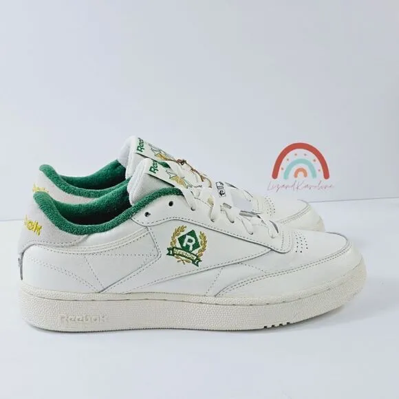 New! Reebok CLUB C 85 Leather  Embroidered Archival Crest Logo Tennis Sneakers