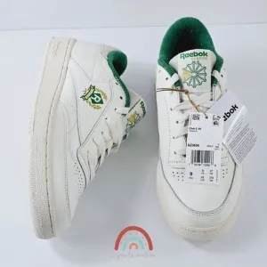 New! Reebok CLUB C 85 Leather  Embroidered Archival Crest Logo Tennis Sneakers