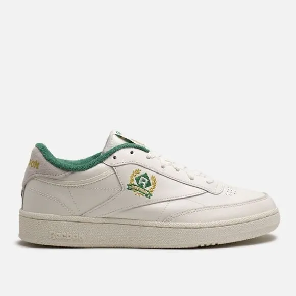 New! Reebok CLUB C 85 Leather  Embroidered Archival Crest Logo Tennis Sneakers