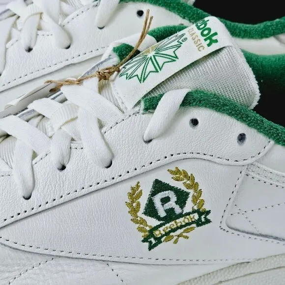 New! Reebok CLUB C 85 Leather  Embroidered Archival Crest Logo Tennis Sneakers