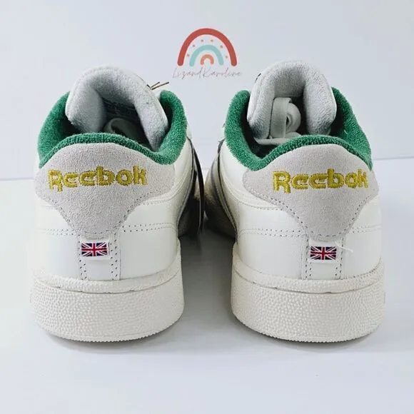 New! Reebok CLUB C 85 Leather  Embroidered Archival Crest Logo Tennis Sneakers