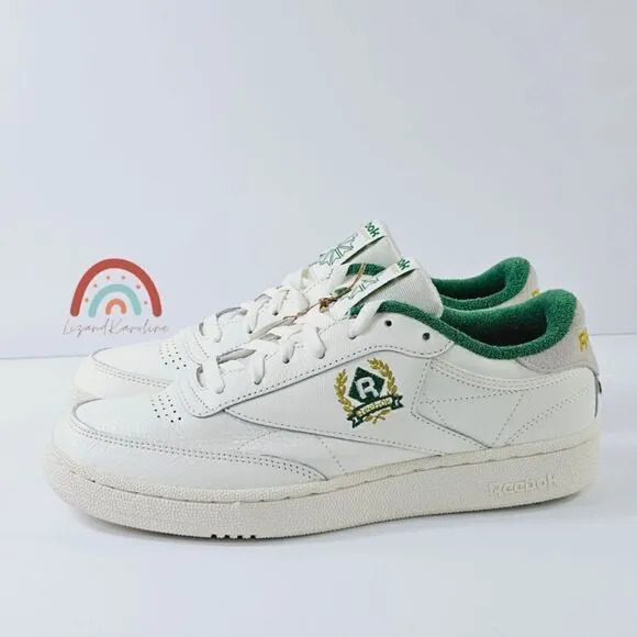 New! Reebok CLUB C 85 Leather  Embroidered Archival Crest Logo Tennis Sneakers