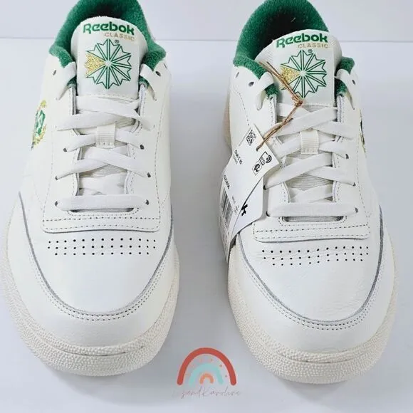 New! Reebok CLUB C 85 Leather  Embroidered Archival Crest Logo Tennis Sneakers
