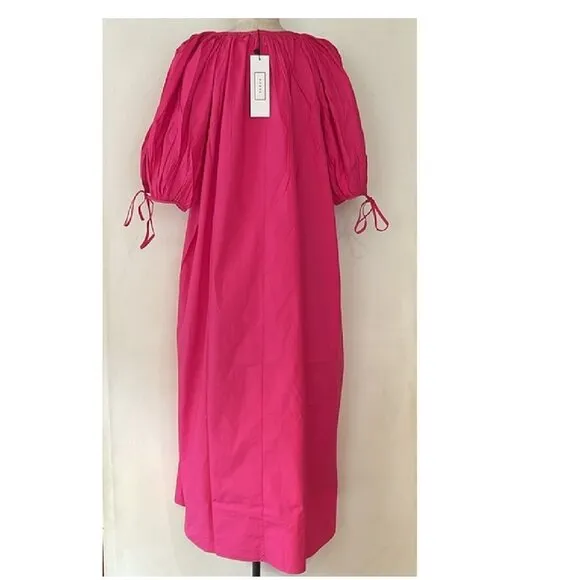 NEW RHODE CARLY COTTON POPLIN DRESS IN HOT PINK SIZE M