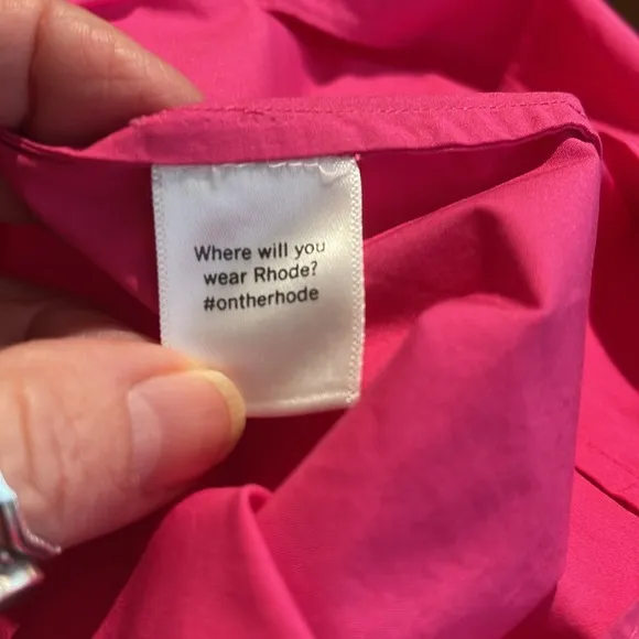 NEW RHODE CARLY COTTON POPLIN DRESS IN HOT PINK SIZE M
