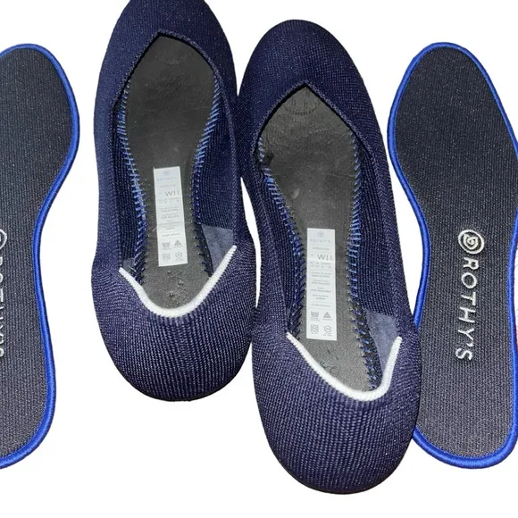 NEW Rothy's Navy Blue The Round Toe Retired White Halo Ballet Flats size 11
