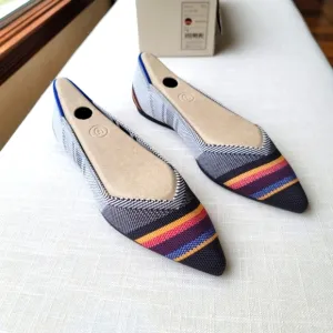 New! Rothy's size 8 Inverse Stripe VIB Points Ballet Flats NIB