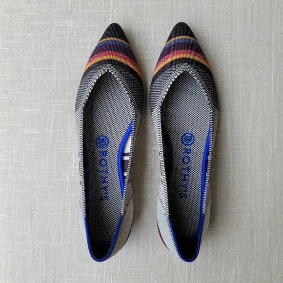 New! Rothy's size 8 Inverse Stripe VIB Points Ballet Flats NIB