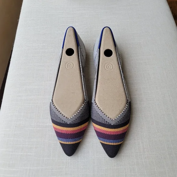 New! Rothy's size 8 Inverse Stripe VIB Points Ballet Flats NIB