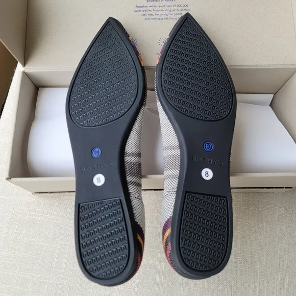 New! Rothy's size 8 Inverse Stripe VIB Points Ballet Flats NIB