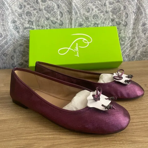 New Sam Edelman Woman’s Felicia Luxe Ballet Flats Size 8.5M Metallic Orchid