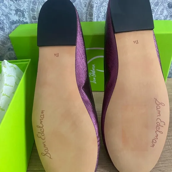 New Sam Edelman Woman’s Felicia Luxe Ballet Flats Size 8.5M Metallic Orchid