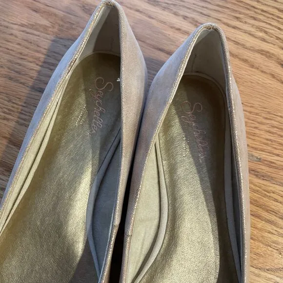 New Seychelles Anthropologie pointed toe flats gold metallic size 7.5