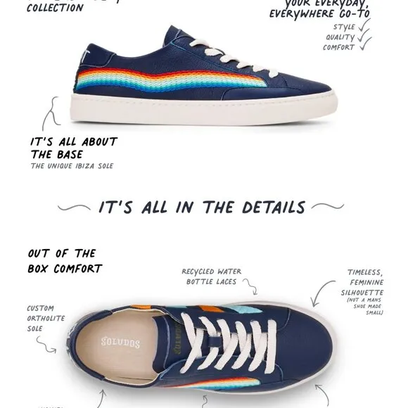NEW SOLUDOS Leather Ibiza Platform Sneakers Blue/rainbow for women 462mn