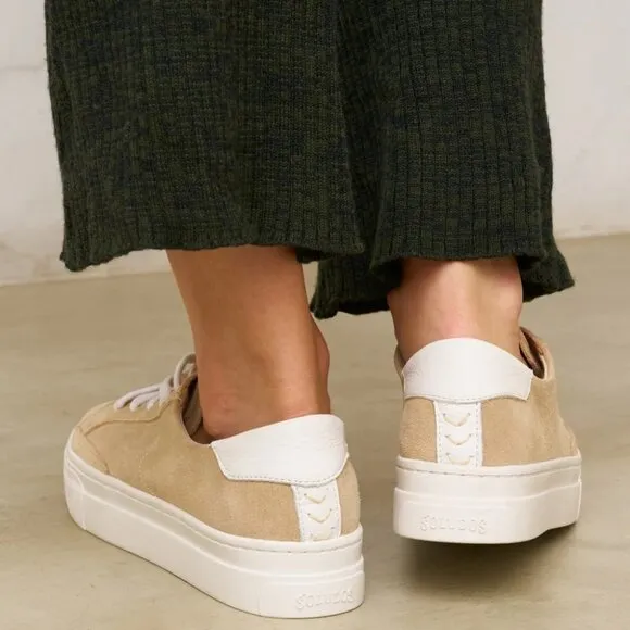 NEW SOLUDOS Suede Ibiza Platform Sneakers Sand for women 126mn