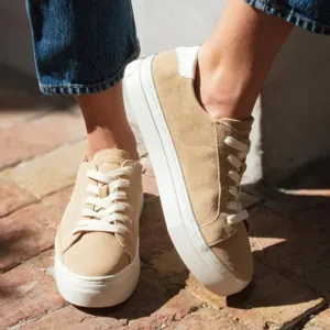 NEW SOLUDOS Suede Ibiza Platform Sneakers Sand for women 126mn