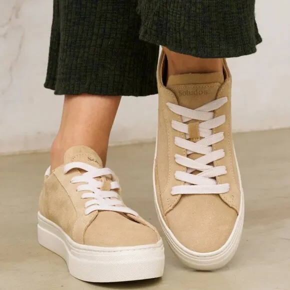 NEW SOLUDOS Suede Ibiza Platform Sneakers Sand for women 126mn