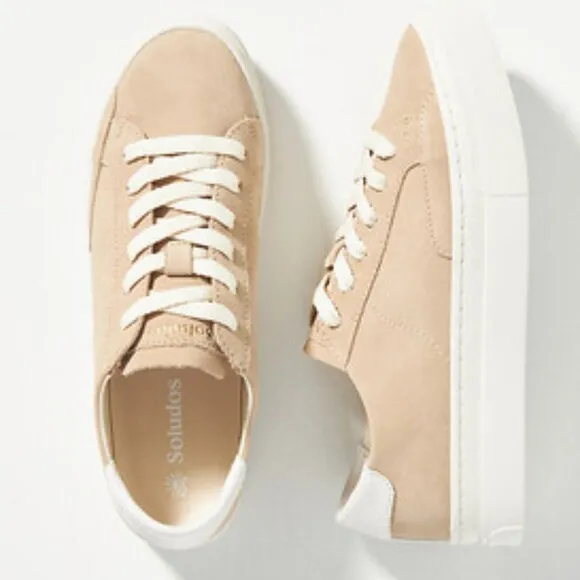 NEW SOLUDOS Suede Ibiza Platform Sneakers Sand for women 126mn