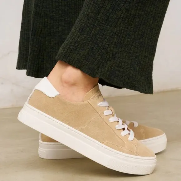 NEW SOLUDOS Suede Ibiza Platform Sneakers Sand for women 126mn
